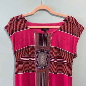 SHIFT DRESS by LAUNDRY Pink Geometric Print figure flattering Shelli Segal Small